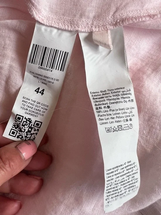 NWT 120% Lino Brand Italy pink size 44 lace v neck - Picture 7 of 11